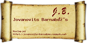 Jovanovits Barnabás névjegykártya